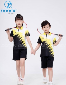 Áo thể thao trẻ em TC-1026  Đen phối vàng